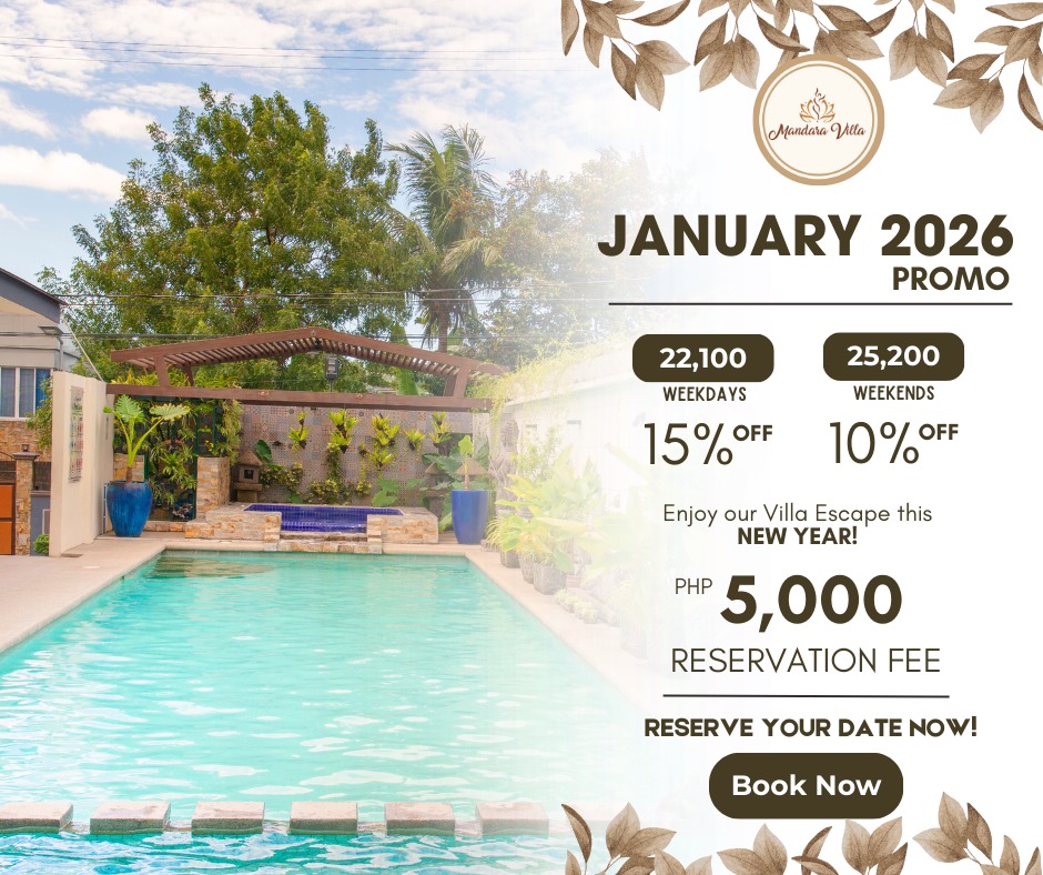 Daytime view of the natural hot spring pool with jacuzzi and tropical garden