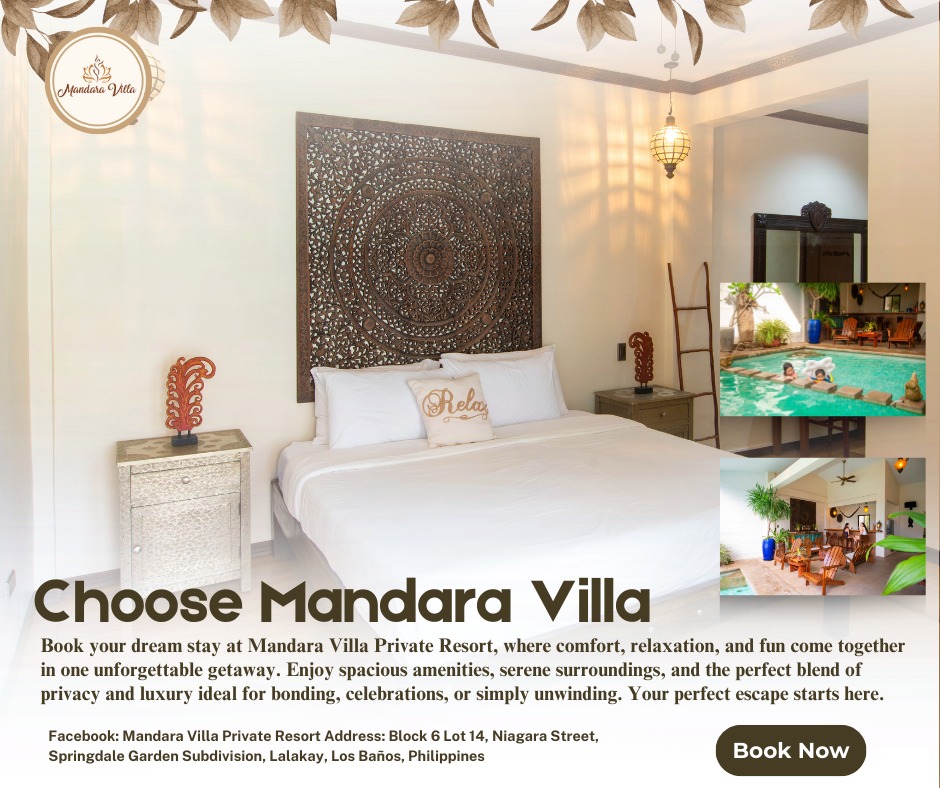 Twin Bedroom with pool view thumbnails — highlights the mandala headboard room and pool area from the first official property shoot